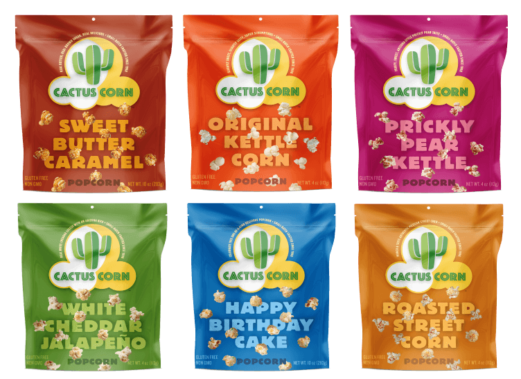All six Cactus Corn flavor bags