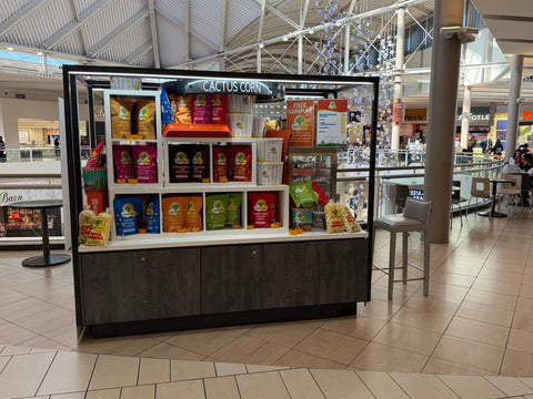 Cactus Corn retail popcorn kiosk in an Arizona shopping center