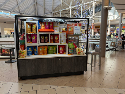 Cactus Corn retail popcorn kiosk in an Arizona shopping center