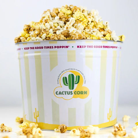 Valentine's Day Popcorn Gift Tin gift presentation | Cactus Corn Gourmet Popcorn