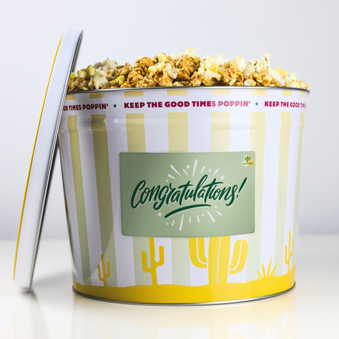 Congratulations Popcorn Gift Tin image 1 | Cactus Corn Gourmet Popcorn