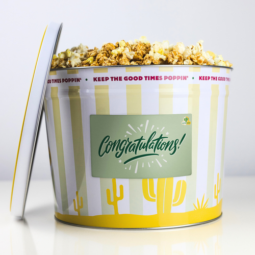 Congratulations Popcorn Gift Tin image 1 | Cactus Corn Gourmet Popcorn