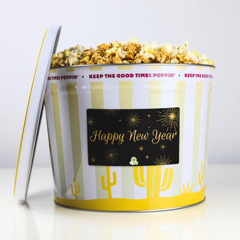 Happy New Year Popcorn Gift Tin image 1 | Cactus Corn Gourmet Popcorn