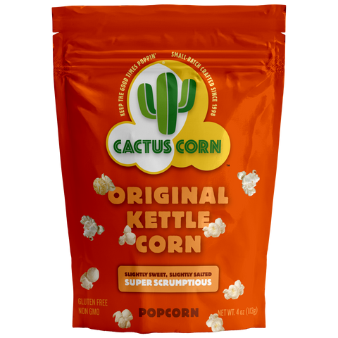 Cactus Corn Original Kettle Corn popcorn bag, handmade in Phoenix AZ