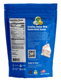 Back of the Cactus Corn Happy Birthday Cake bag with the Nutrition Facts panel and our story