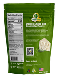 Back of the Cactus Corn White Cheddar Jalapeño bag with the Nutrition Facts panel and our story